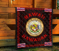 Hawaii Flag Polynesian Premium Quilt Red - Love Style - Polynesian Pride