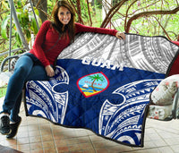 Guam Polynesian Premium Quilt - Pattern With Seal Blue Version - Polynesian Pride