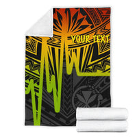 Hawaii Personalised Premium Blankets - Kanaka Maoli With Polynesian Pattern In Heartbeat Style (Reggae) - Polynesian Pride
