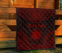 Northern Mariana Islands Premium Quilt - CNMI Seal Polynesian Chief Red Version - Polynesian Pride