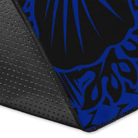 Hawaii Map Honu Hibiscus Polynesian Area Rug Blue AH - Polynesian Pride