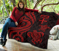 Fiji Polynesian Premium Quilt - Red Tentacle Turtle - Polynesian Pride