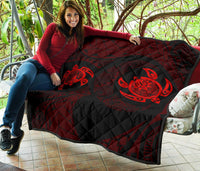 Hawaii Polynesian Turtle Premium Quilt Red - Polynesian Pride
