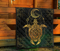 Turtle Hibiscus Golden Galaxy Premium Quilt - Polynesian Pride