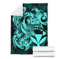 Polynesian Hawaii All Over Premium Blanket - Kanaka Maoli Blue Turtle - Polynesian Pride