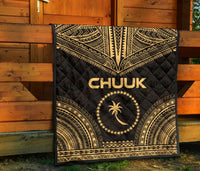 Chuuk Premium Quilt - Chuuk Flag Polynesian Chief Gold Version - Polynesian Pride