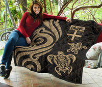 Fiji Polynesian Premium Quilt - Gold Tentacle Turtle - Polynesian Pride