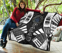 Palau Premium Quilt - Palau Seal Polynesian White Tattoo - Polynesian Pride