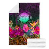 Northern Mariana Islands Polynesian Premium Blanket - Summer Hibiscus - Polynesian Pride