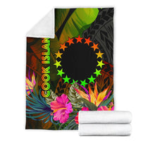 Cook Islands Polynesian Premium Blanket - Hibiscus and Banana Leaves - Polynesian Pride