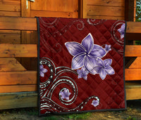 Plumeria Violet Polynesia Red Premium Quilt - Polynesian Pride
