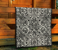 Polynesian Tribal Premium Quilt Black White - Polynesian Pride