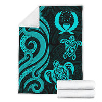 Pohnpei Micronesian Premium Blanket - Turquoise Tentacle Turtle - Polynesian Pride