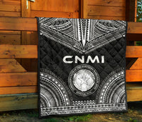 Northern Mariana Islands Premium Quilt - CNMI Seal Polynesian Chief Black Version - Polynesian Pride