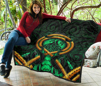Maori New Zealand Premium Quilt Manaia Green - Polynesian Pride