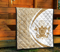 Cook Islands Coat Of Arms Polynesian Premium Quilt - Circle Style - 03 - Polynesian Pride