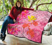 Hawaii Premium Quilt - Polynesian Pink Plumeria Turtle - Polynesian Pride