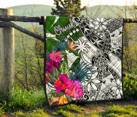 Chuuk Premium Quilt White - Turtle Plumeria Banana Leaf - Polynesian Pride