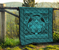 Hawaii Polynesian Pele Kanaka Premium Quilt Blue - Polynesian Pride