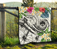 FSM Polynesian Premium Quilt - Summer Plumeria (White) - Polynesian Pride