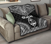 Guam Premium Quilt - Guam Coat Of Arms Polynesian Chief Black Version - Polynesian Pride