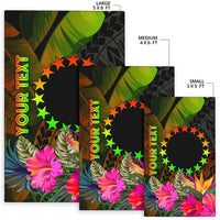 Cook Islands Polynesian Personalised Area Rug - Hibiscus and Banana Leaves - Polynesian Pride