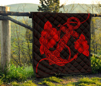 Anchor Red Poly Tribal Premium Quilt - Polynesian Pride