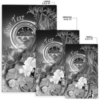 Federated States of Micronesia Custom Personalised Area Rug - Humpback Whale with Tropical Flowers (White) - Polynesian Pride