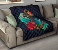 Hawaiian Plumeria Hibiscus Anchor Galaxy Premium Quilt - Polynesian Pride