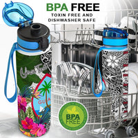 Guam Custom Personalised Hydro Tracking Bottle White - Turtle Plumeria Banana Leaf - Polynesian Pride
