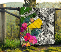Tokelau Premium Quilt White - Turtle Plumeria Banana Leaf - Polynesian Pride