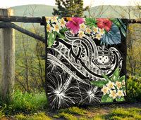 Polynesian Samoa Premium Quilt - Summer Plumeria (Black) - Polynesian Pride