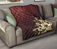 Golden Hibiscus Premium Quilt - Polynesian Pride
