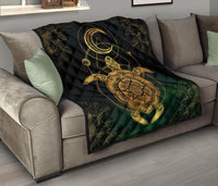 Turtle Hibiscus Golden Galaxy Premium Quilt - Polynesian Pride