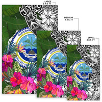 Federated States of Micronesia Area Rug White - Turtle Plumeria Banana Leaf - Polynesian Pride