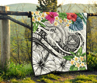 Polynesian American Samoa Premium Quilt - Summer Plumeria (White) - Polynesian Pride