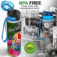 Tahiti Custom Personalised Hydro Tracking Bottle - Turtle Plumeria Banana Leaf - Polynesian Pride