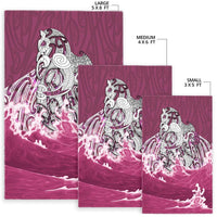 New Zealand Maori Manaia The Blue Sea Area Rug, Pink Pink - Polynesian Pride