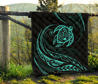 Hawaii Turtle Premium Quilt - Turquoise - Frida Style - Polynesian Pride