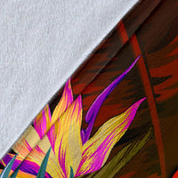 New Caledonia Polynesian Personalised Premium Blanket - Hibiscus and Banana Leaves - Polynesian Pride