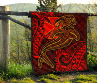 Polynesian Wallis and Futuna Premium Quilt - Red Shark Polynesian Tattoo - Polynesian Pride