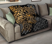 Guam Polynesian Premium Quilt - Gold Turtle Flowing Gold - Polynesian Pride