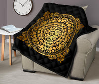 Hibiscus Gold Circle Tapestry Premium Quilt - Polynesian Pride