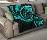 New Zealand Maori Mangopare Premium Quilt Polynesian - Turquoise - Polynesian Pride
