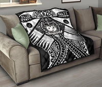Samoa Polynesian Premium Quilt - Samoa White Seal with Polynesian Tattoo - Polynesian Pride