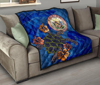 Hawaii Seal Hibiscus Ocean Pin Light Turtle Sea Premium Quilt - Polynesian Pride