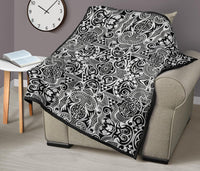 Polynesian Tribal Premium Quilt Black White - Polynesian Pride