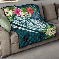 Tahiti Polynesian Premium Quilt - Summer Plumeria (Turquoise) Turquoise - Polynesian Pride
