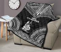 New Caledonia Premium Quilt - New Caledonia Coat Of Arms Polynesian Chief Black Version - Polynesian Pride