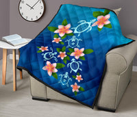 Turtle Polynesian Plumeria Premium Quilt - Polynesian Pride